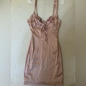 Blanc Clothing Blush Pink Satin Corset Style Slip Dress